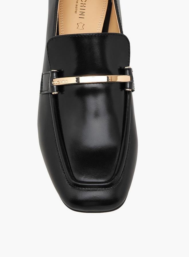 DUCHINI Women Block Heel Leather Loafers - Image 4